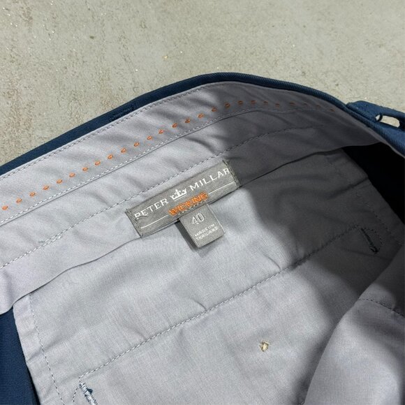 Peter Millar Wicking Golf Pants Athletic Stretch Trousers Fabric Blue 40x31 - Picture 5 of 9